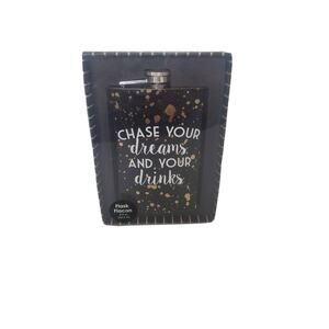 Chase your Dreams & Your Drinks Stainless‎ Steel 8 fl. Oz Black New